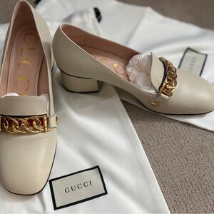 Gucci Sylvia Cream Leather Loafer IT37